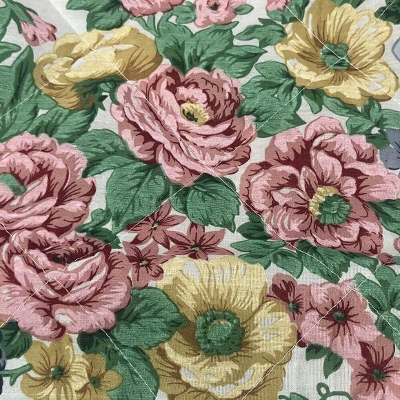 Vintage Le Fleur Springtime Pillow Sham Set Pink Green Floral Granny Core Ruffle - Picture 15 of 16